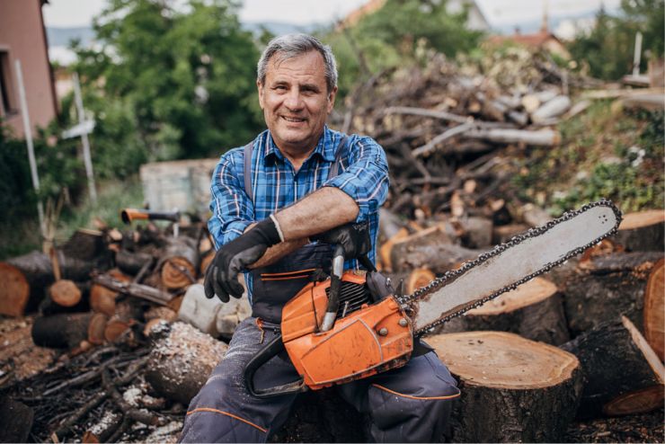 man with chainsaw
