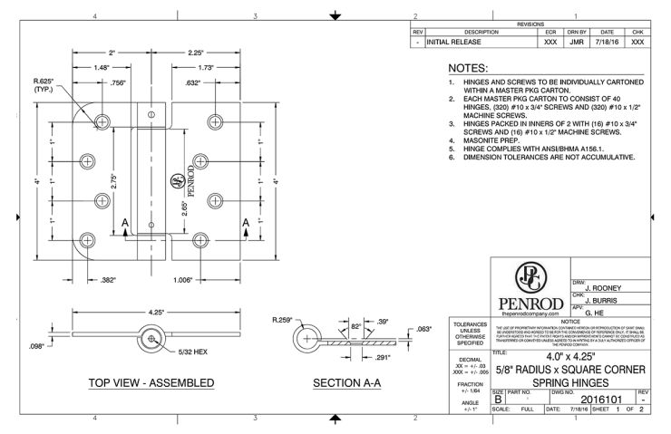 4.0 x 4.25 5/8 Rad SQ Masonite Prep M25287