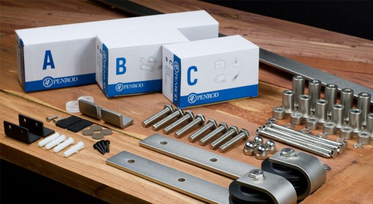 Barn door hardware
