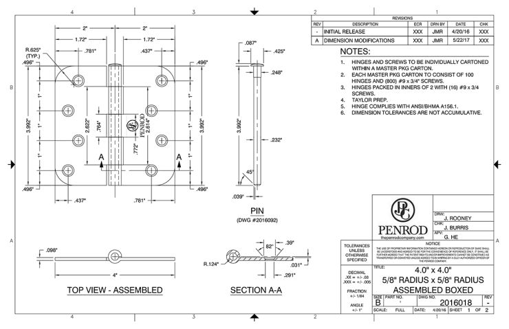 4.0 x 4.0 5/8 Radius Assembled Boxed Taylor Prep