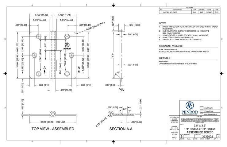 3.5 x 3.5 1/4 Radius x 1/4 Radius Assembled Boxed schematic