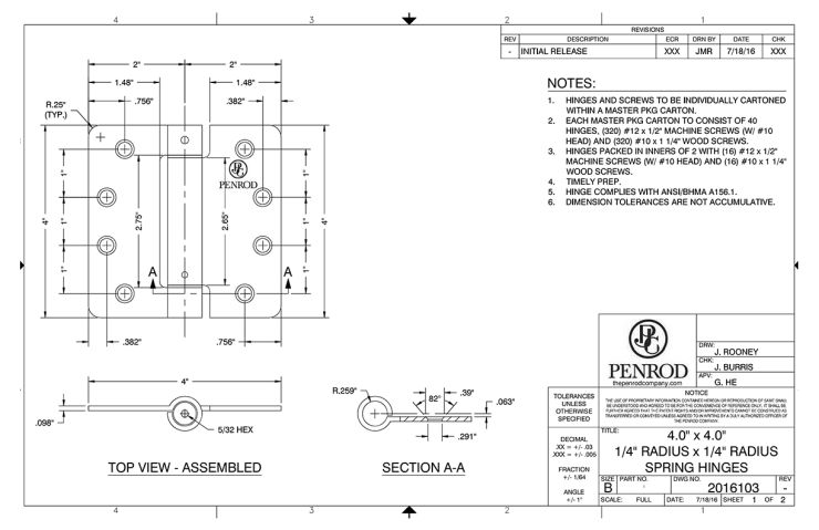 4.0 x 4.0 1/4 Radius Spring M24440 schematic