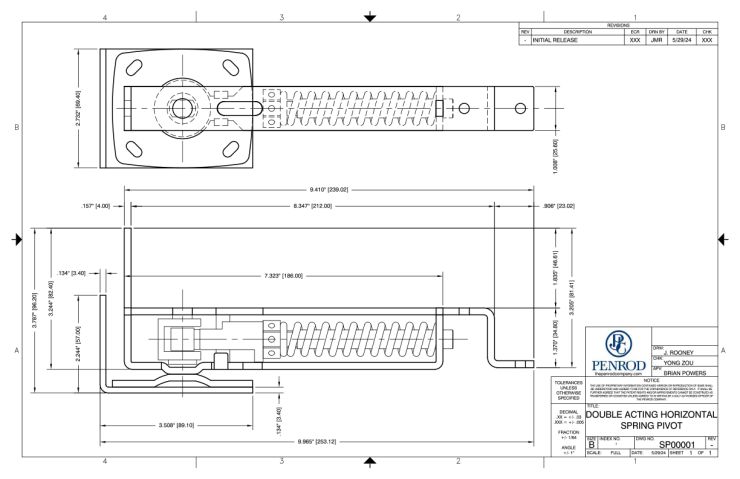 Horizontal Spring Pivot hinge schematic