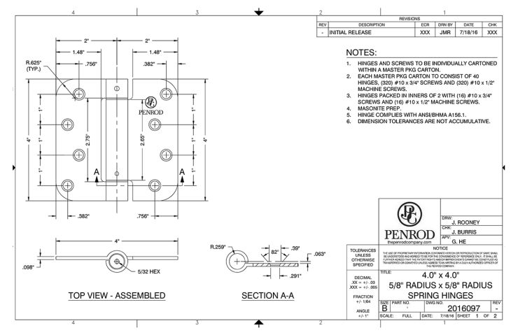 4.0 x 4.0 5/8 Radius Spring M24626 schematic