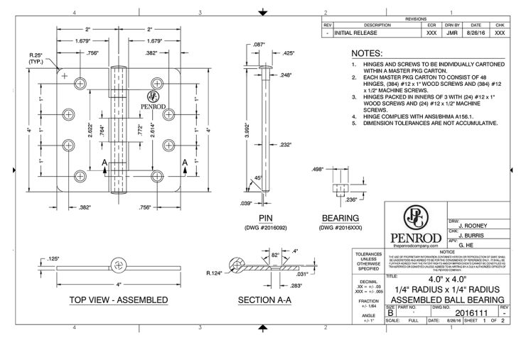 4.0 x 4.0 1/4 Radius Assembled Ball Bearing Timely Prep M17876 schematic
