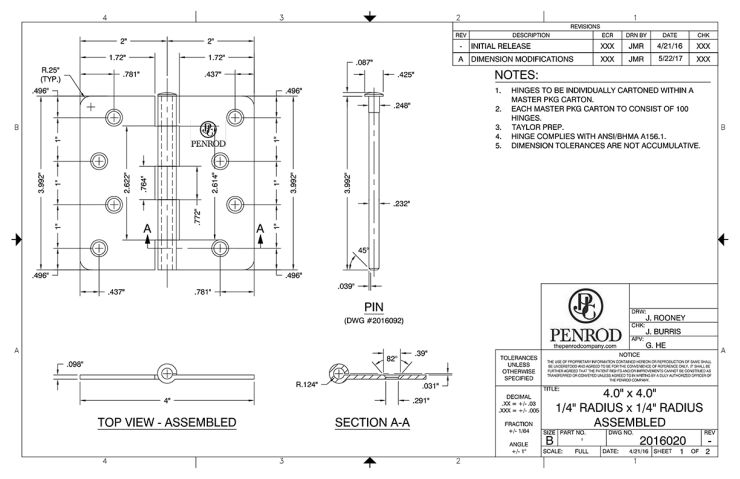 4.0 x 4.0 1/4 Radius Assembled Taylor Prep